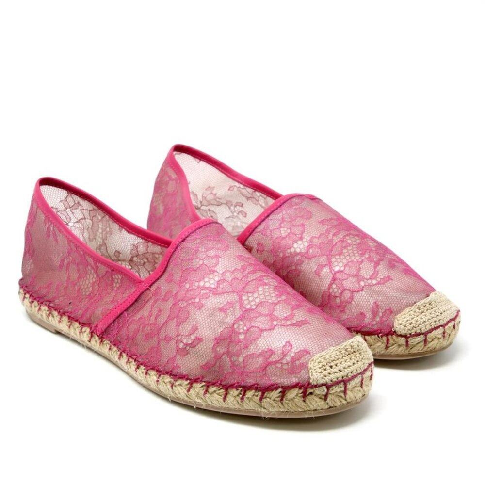 Valentino Lace 40 Espadrille Slip On Flats VL-1021P-0017